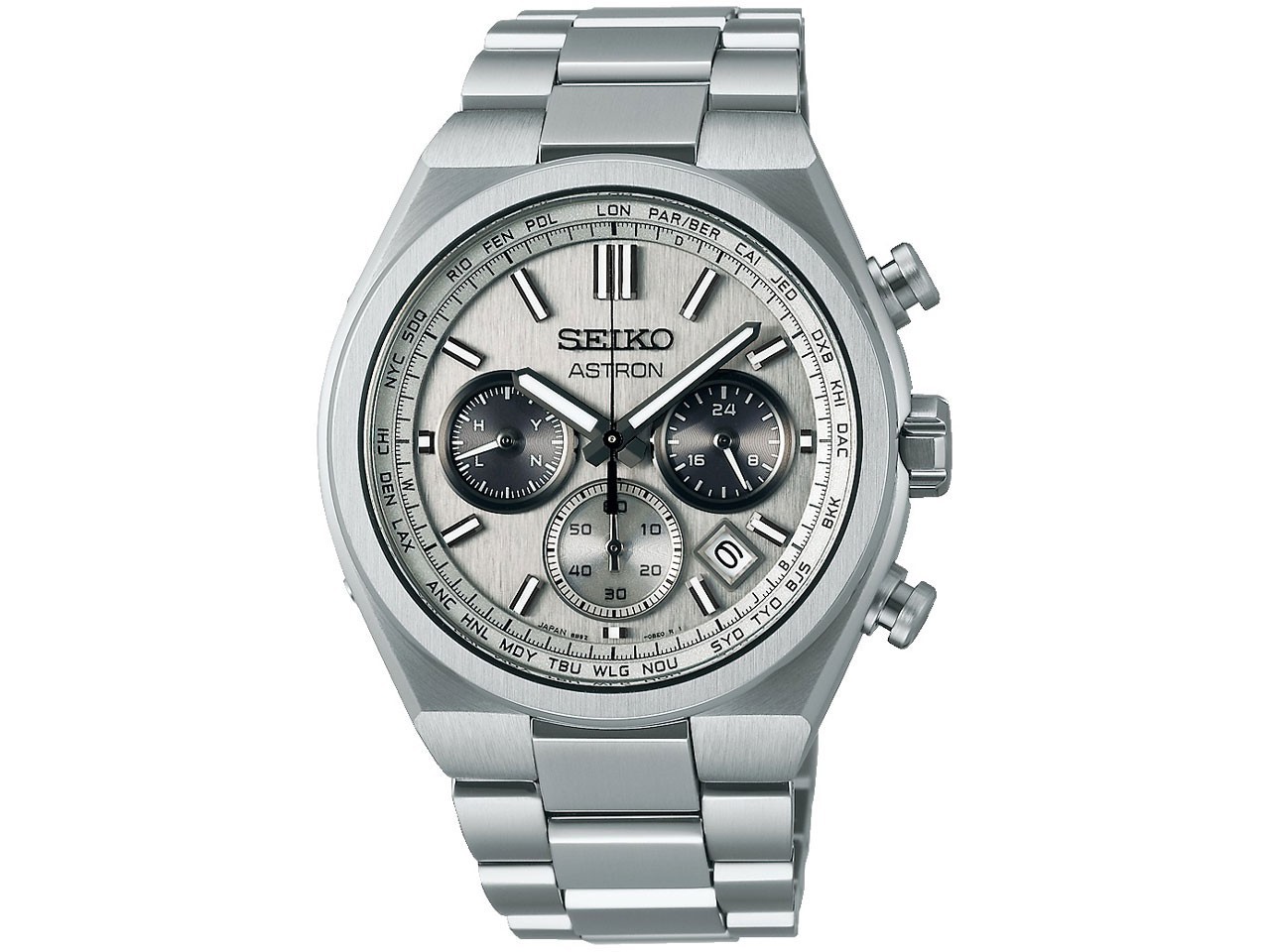 SEIKO ASTRON SBXY095 Made in Japan Gray Silver Dial Titanium Radio Chronograph M