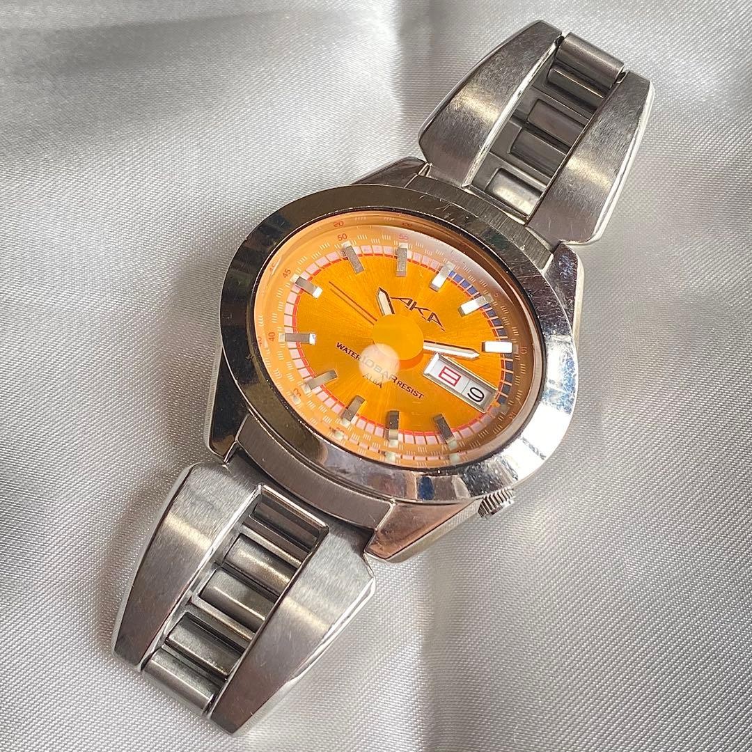 SEIKO Alba V743-5A10 Orange Dial Watch Approximately 43mm Wrist 18cm From Japan