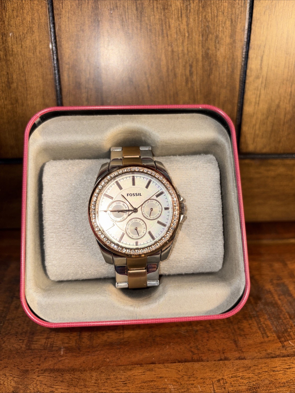 Fossil Janice BQ3420 Women’s Multifunction Two-Tone Watch – New Battery & Box