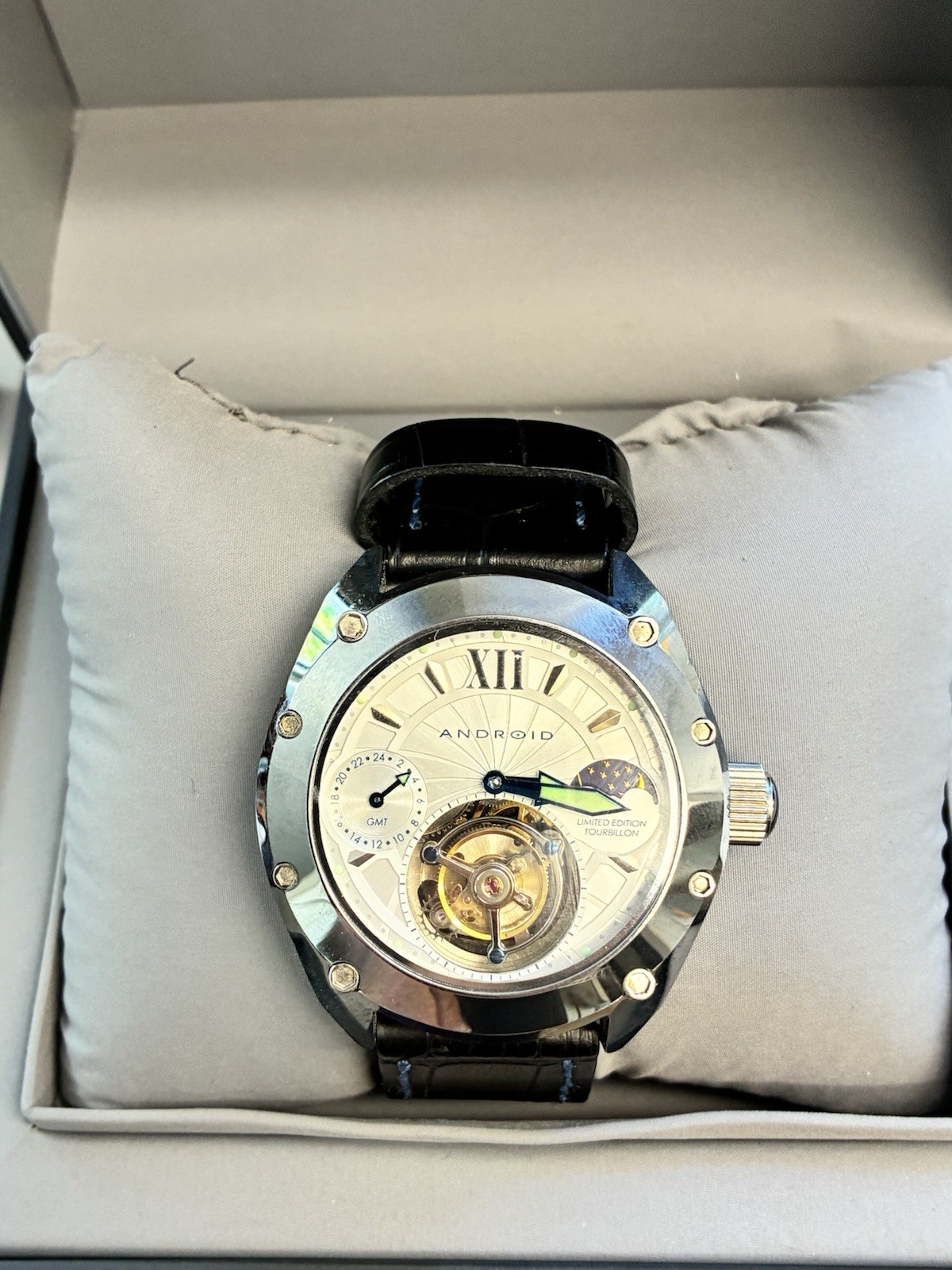 Android Virtuoso Tourbillion Tungsten AD504 161/500 Moon phase 44mm Men Watch
