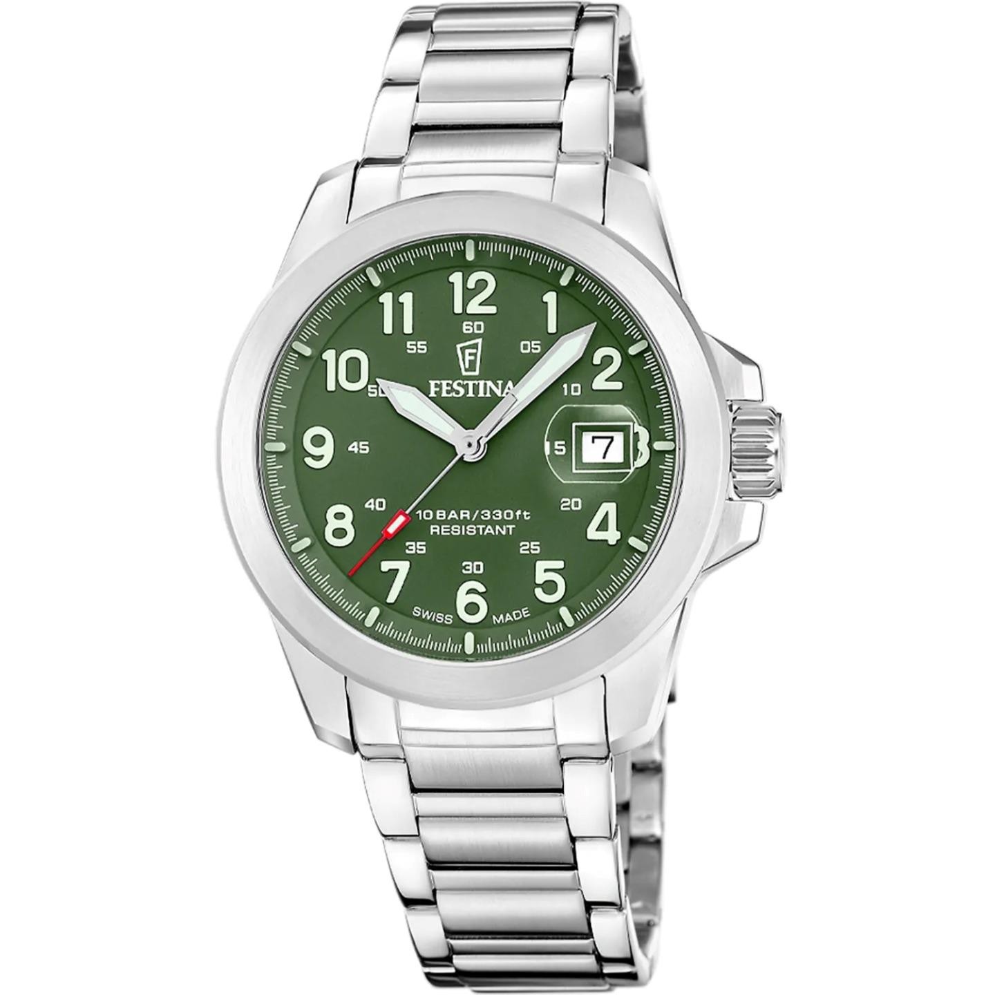 FESTINA F20081/3 Gents S/Steel Sapphire Glass Swiss Field Watch 2 Year Warranty