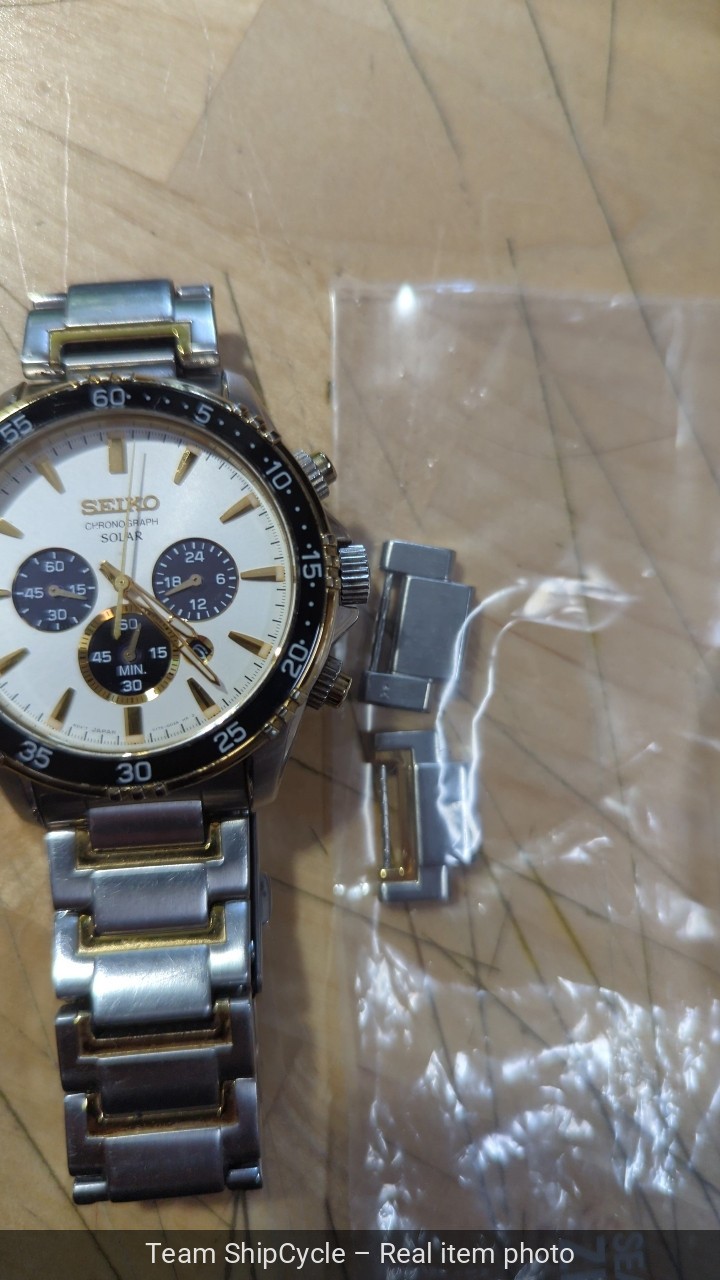 Seiko SSC446 Core Solar Chronograph TwoTone Stainless Steel 44mm Mens Wa G2U