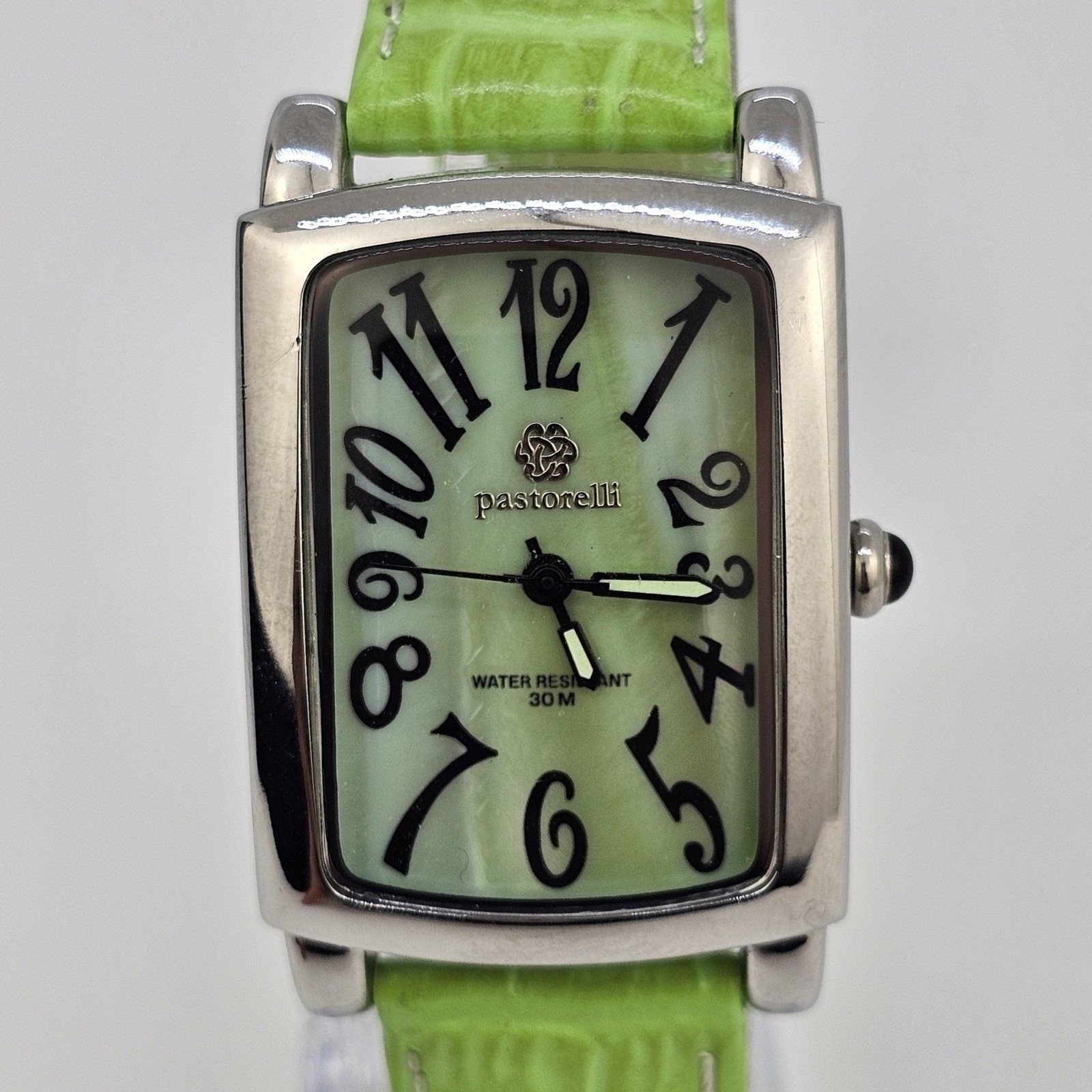 Pastorelli Women’s Watch 28MM Gray Dial Green Leather Band Straps New Battery