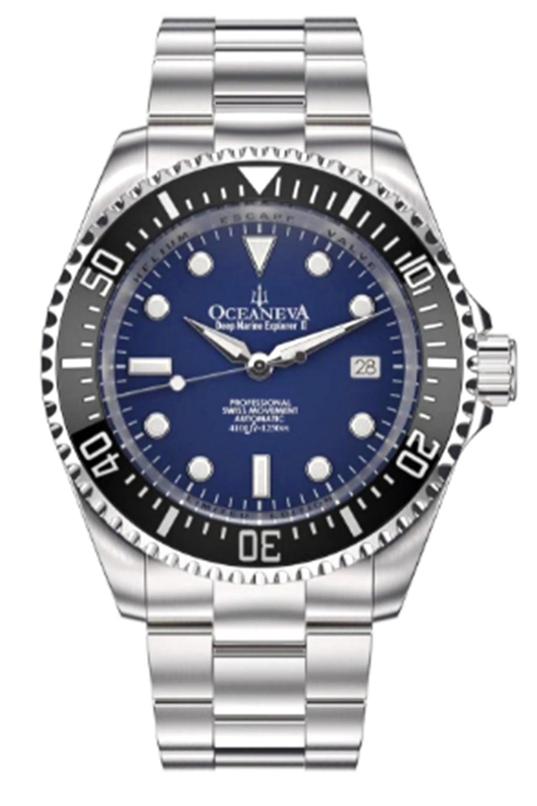 Oceaneva Men’s Deep Marine Explorer II 1250M Pro Diver Watch Navy Blue