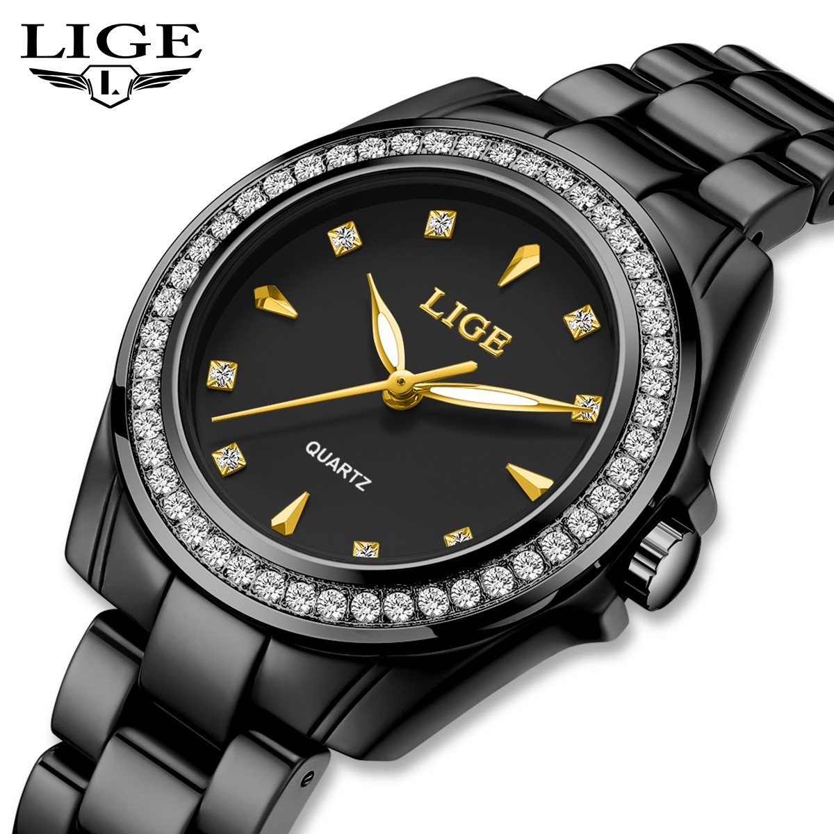 Ladies Luxury Quartz Watch Ceramic Band 3ATM Waterproof Casual Wristwatch Boxed