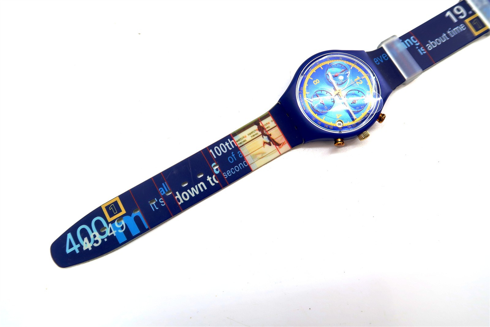 Swatch Chrono Watch GOLD MEDAL SCZ400 New 1997 Michael Johnson Olympic Boxed Set