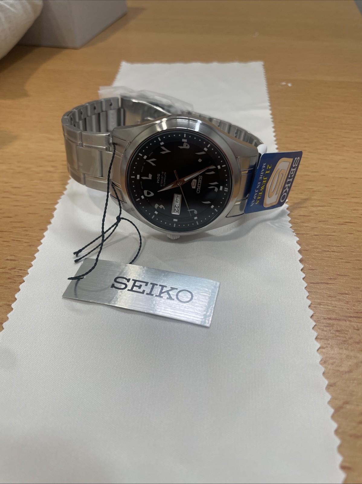 Seiko 5 Automatic Black Arabic Dial Stainless Steel Men’s Watch SNK063J5