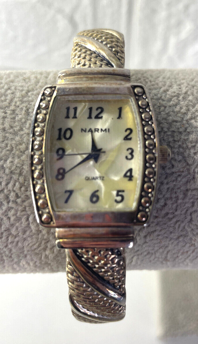 Ladies Narmi #4941 Beautiful Cuff Band Mother of Pearl Dial Watch *NEEDS BATTERY