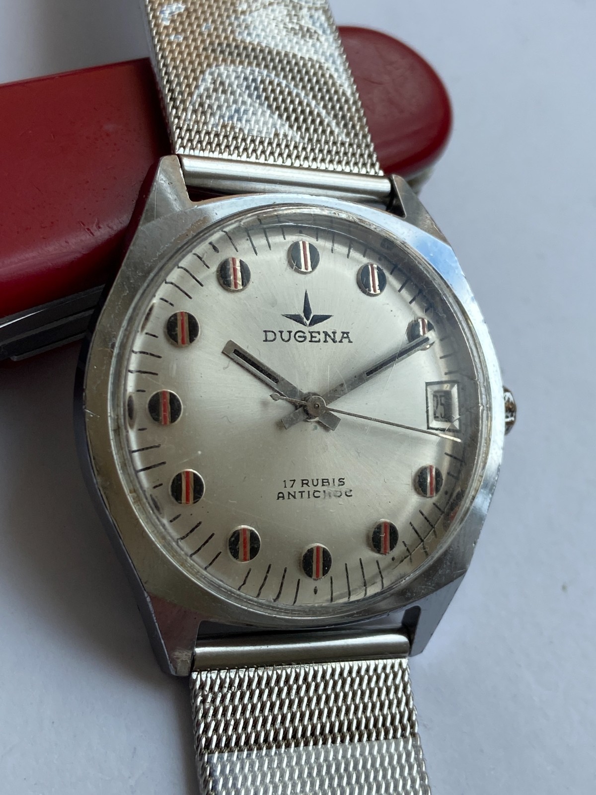 Vintage RARE Men WIRST WATCH DUGENA 1149 17 RUBIS GERMANY CAL. B910/1 TOP SALE