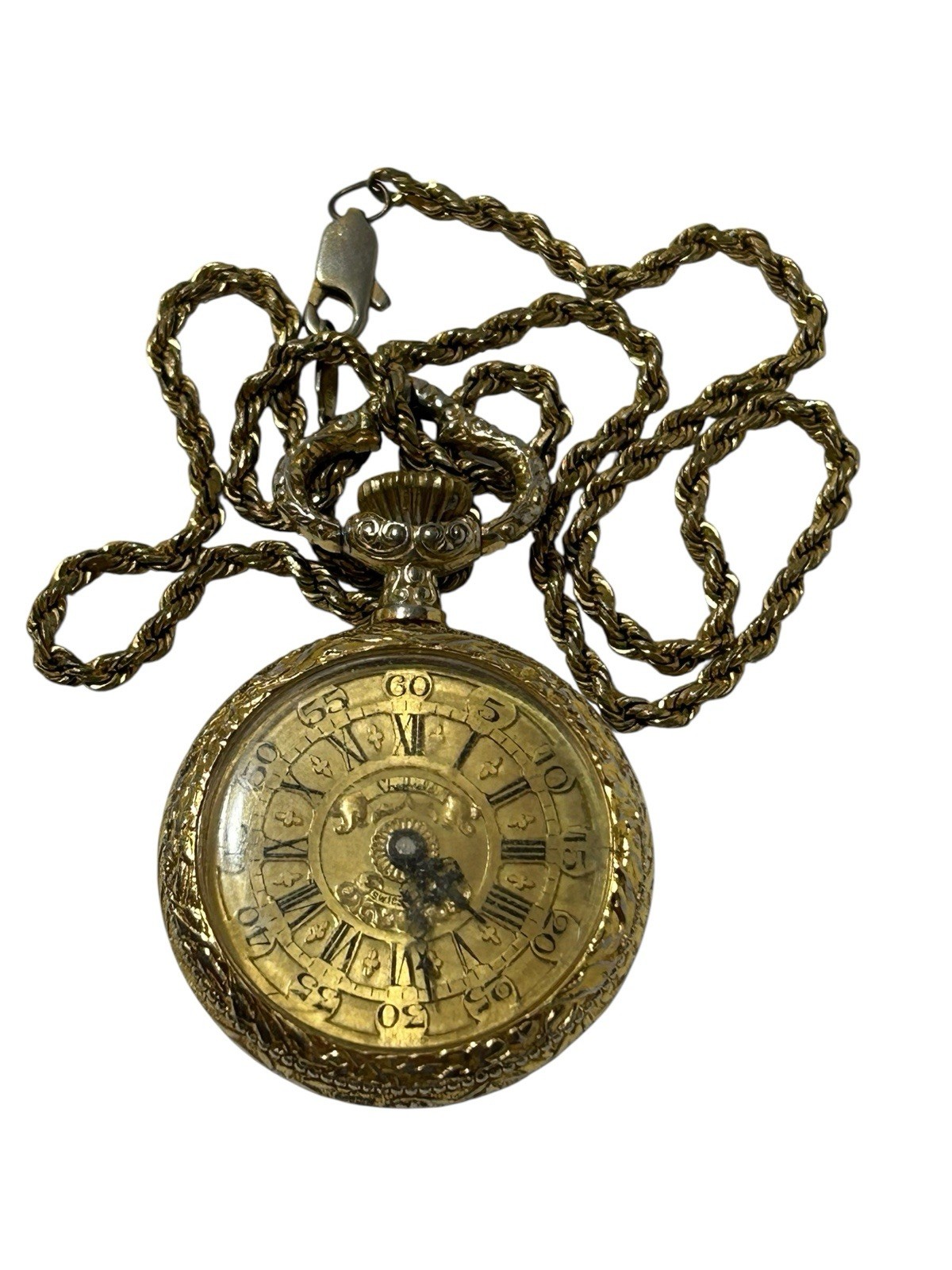 VINTAGE GOLD TONE SHEFFIELD ALARM SWISS POCKET WATCH NOT WORKING