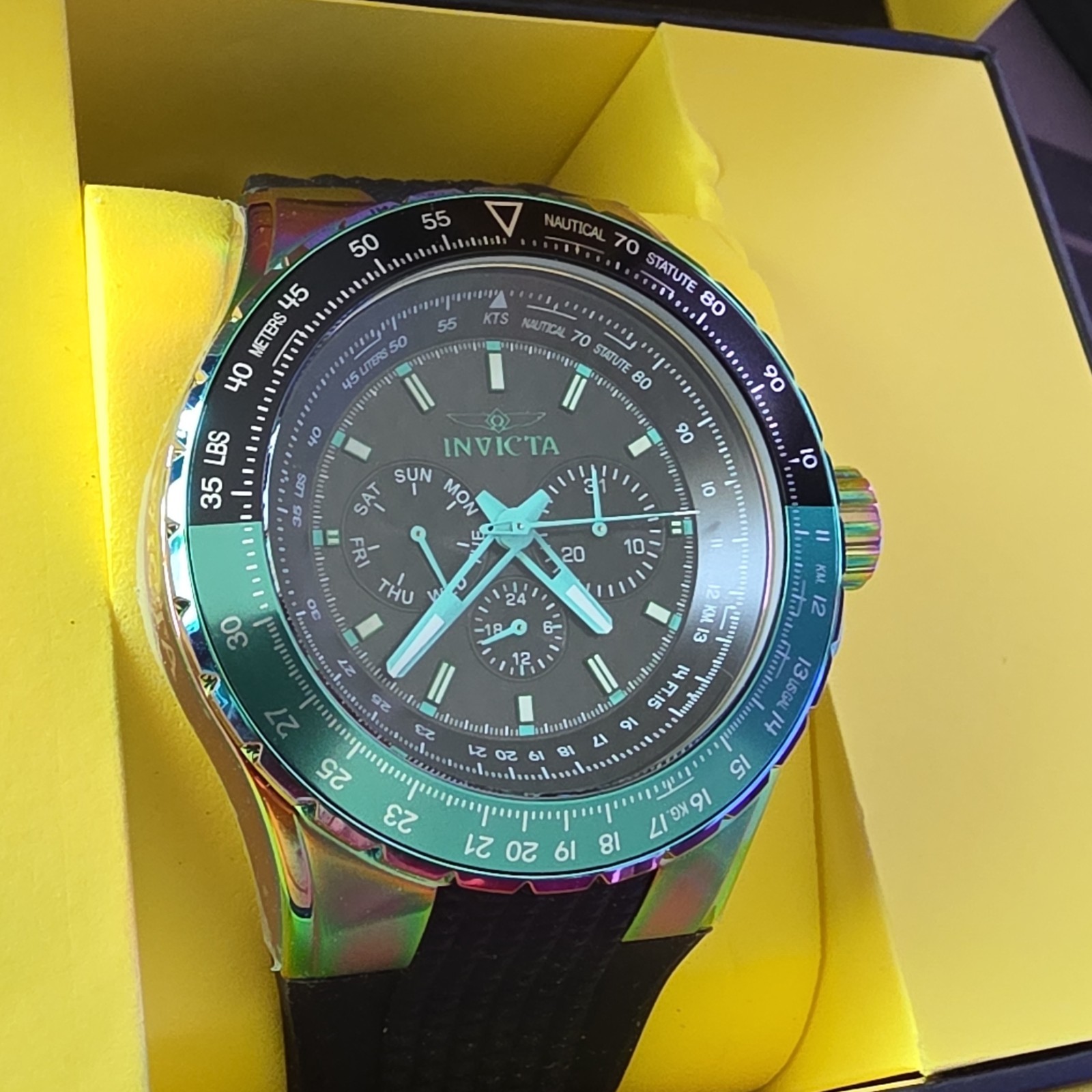 Invicta Men’s Aviator Skyshock Watch Black Dial Multicolor Case 50mm