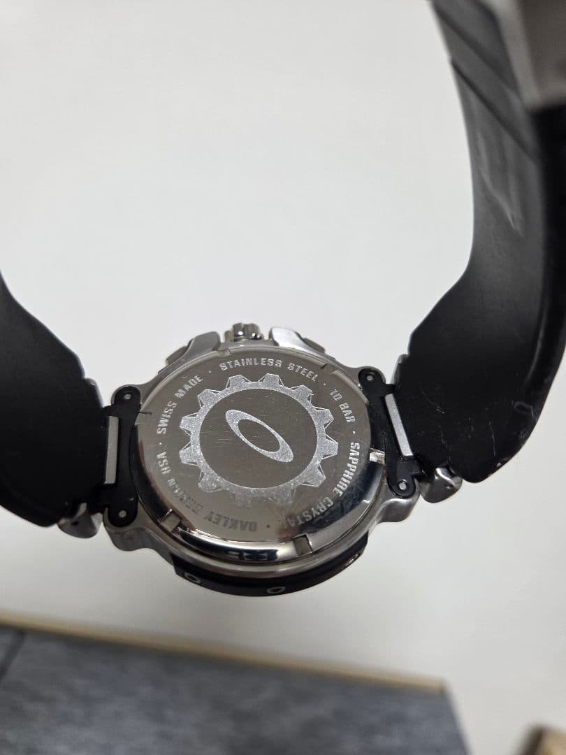 Oakley Chronograph Watch Wristwatch Swiss Made Stainless Steel w/ Box r#