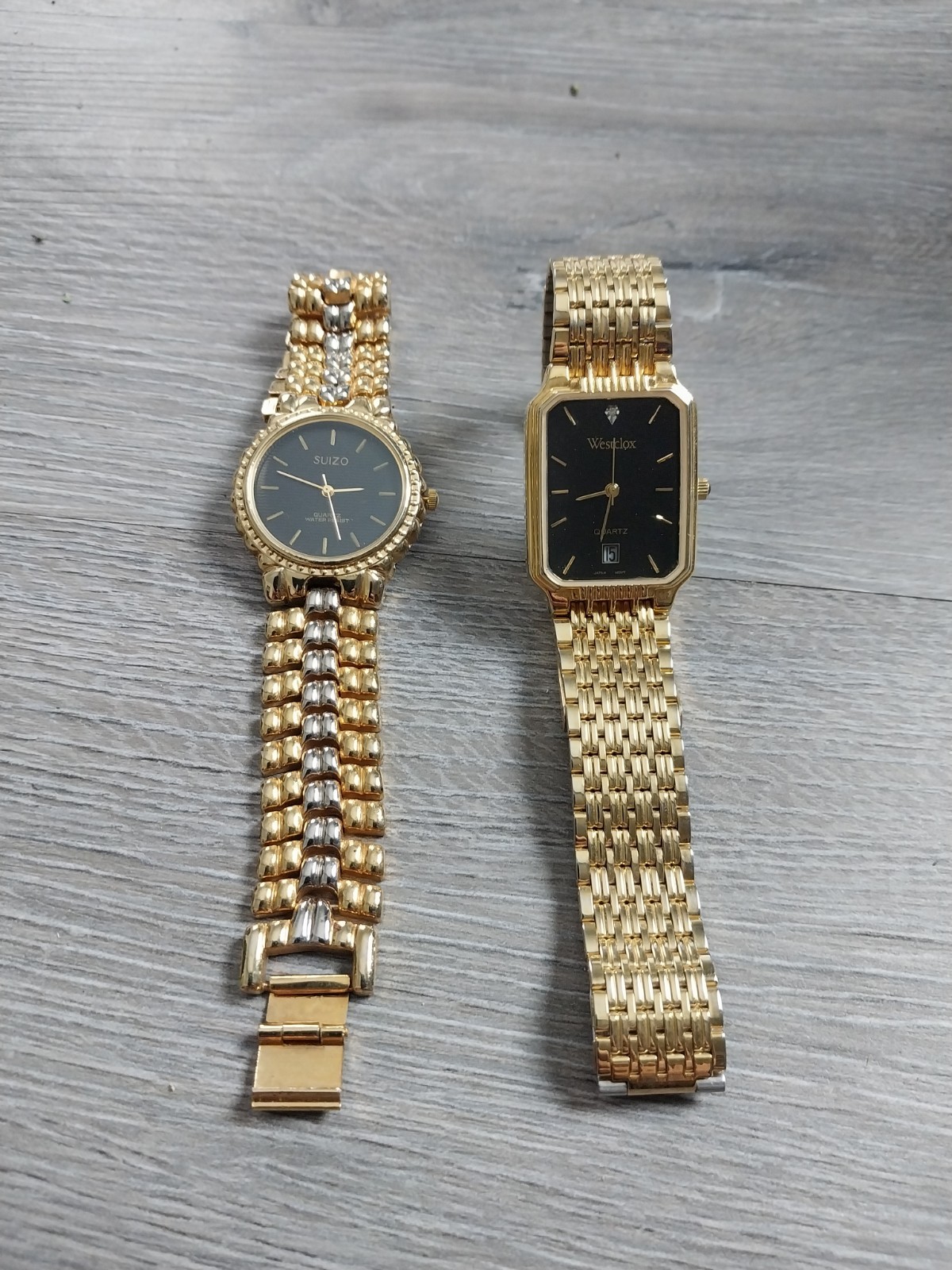 Lot of Two Gold with Black base Women ‘Wrist Watches Suizo & Westclox