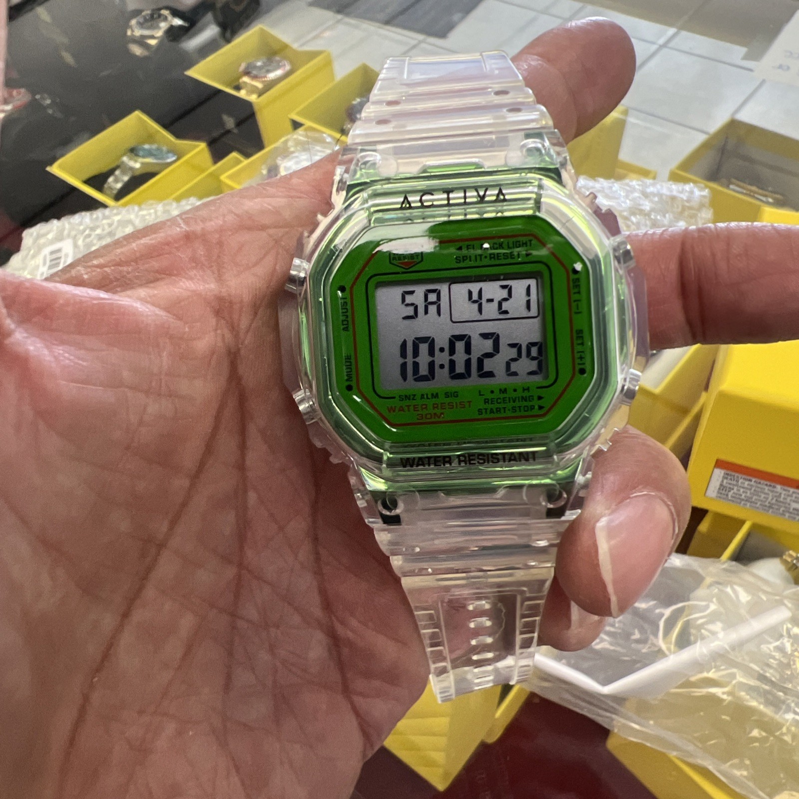 Activa Retro X Invicta Men’s Digital Watch 44.5mm Transparent Green(BNS 🍺)Good
