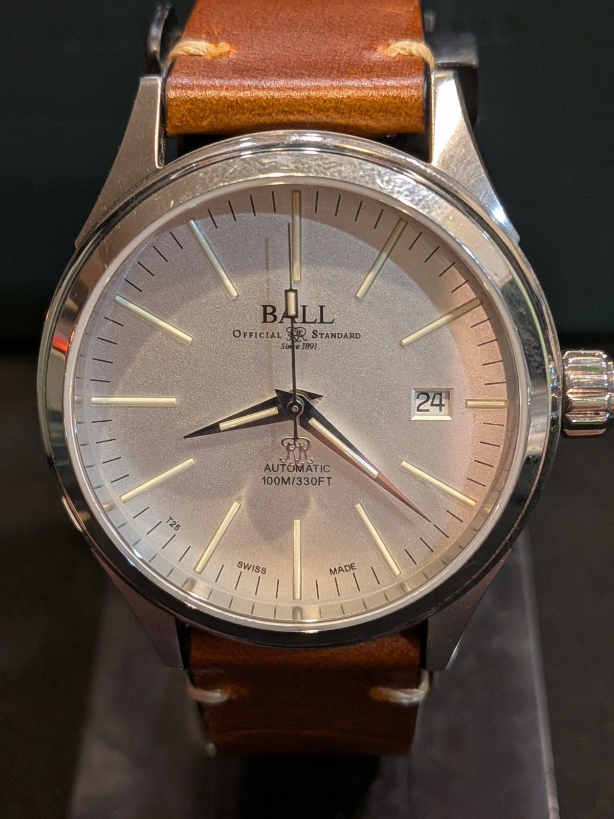 Ball Fireman Enterprise Leather Bracelet, Lume, Automatic, Box And Papers