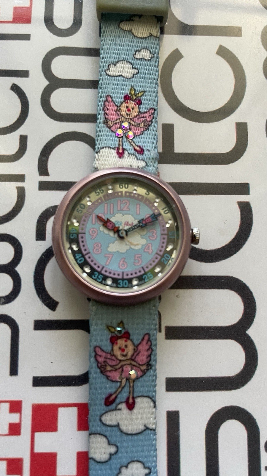 Folk Flak By Swatch Kids Learning Watch Fairy Tale Blue Aluminium Textile 31mm