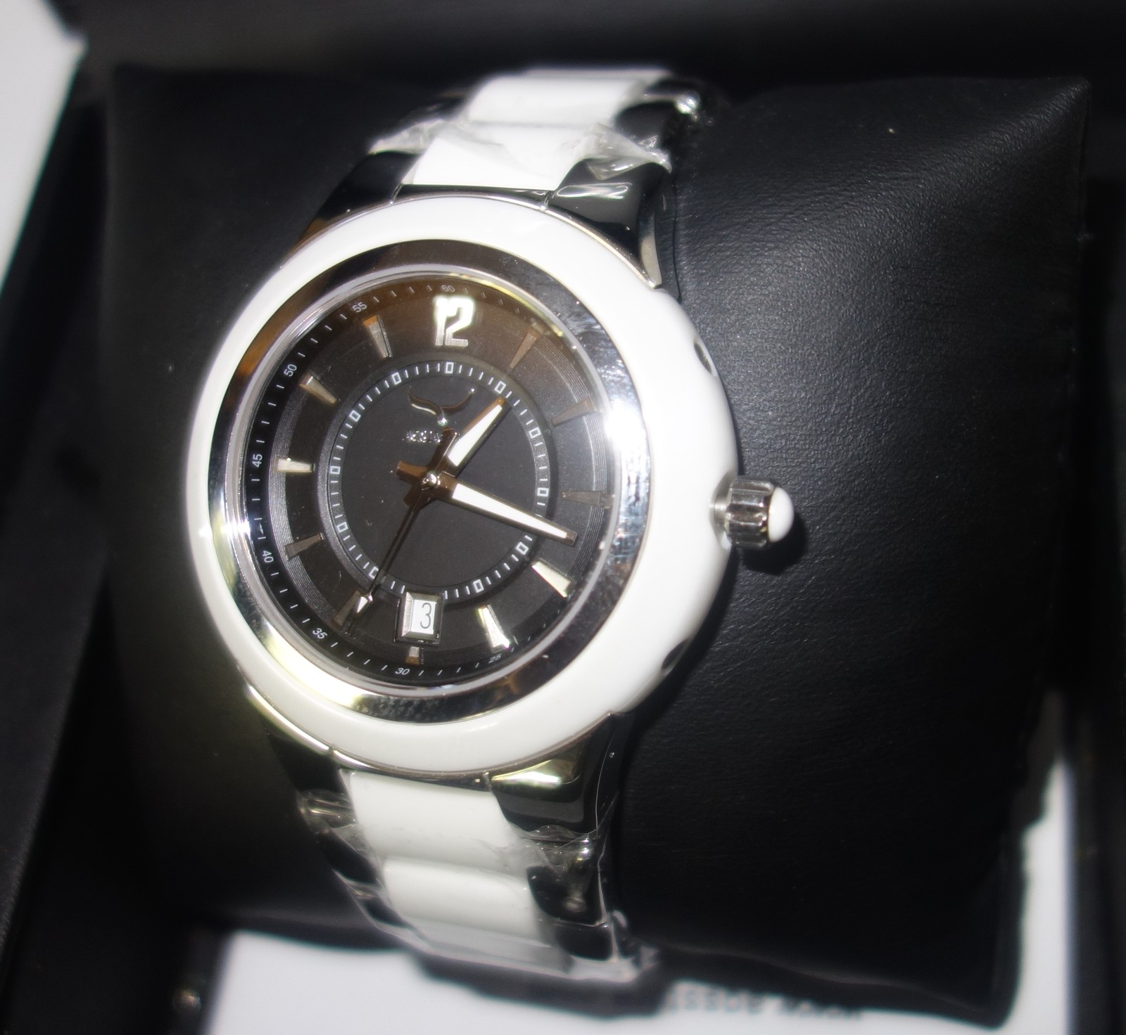 AQUASWISS WHITE Ceramic/Stainless Steel Swiss Watch RETAIL $1,400 NEW