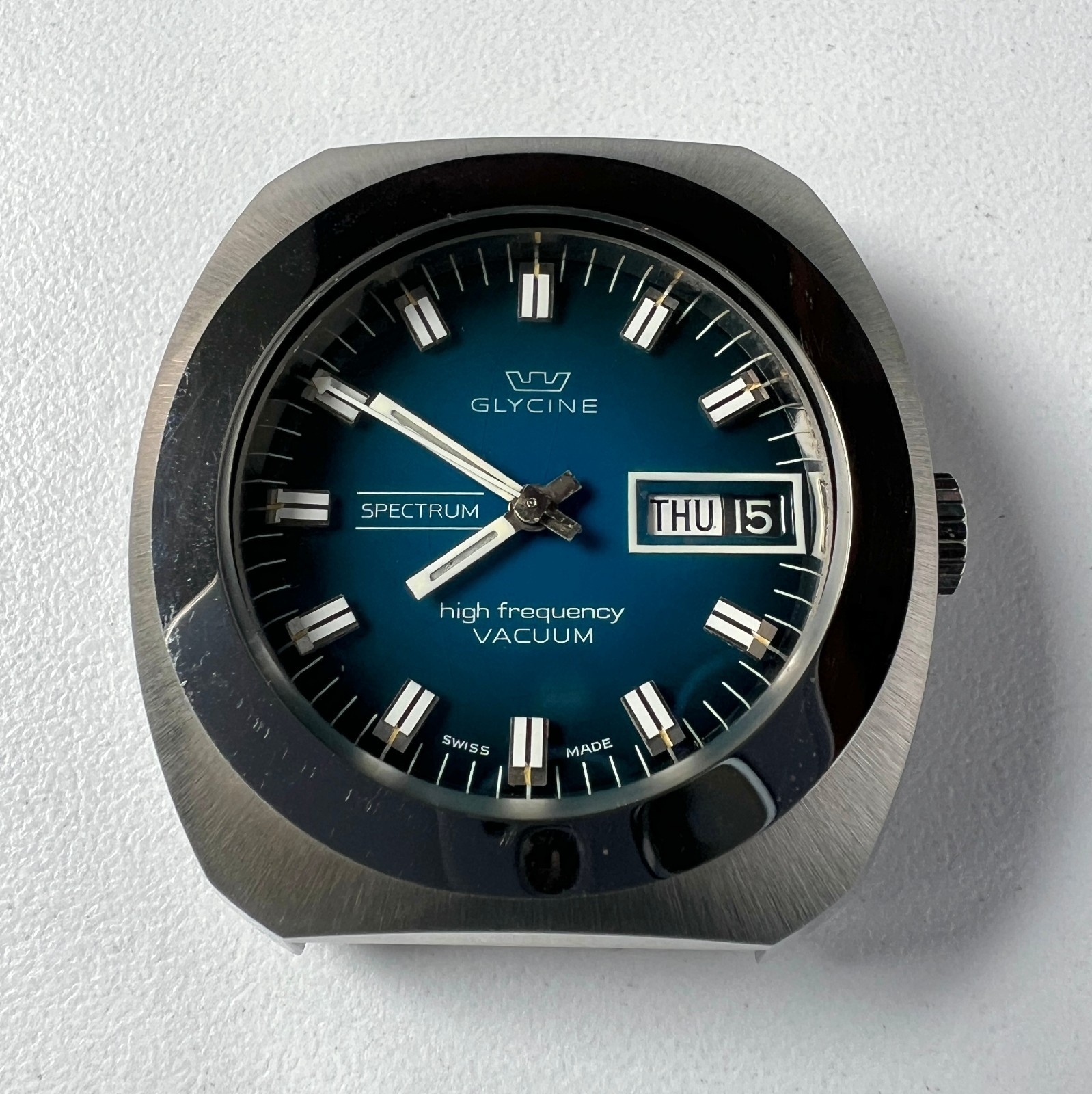 Glycine High Frecuency Automatic Watch Vintage Men Spectrum Vacuum NOS Blue Dial