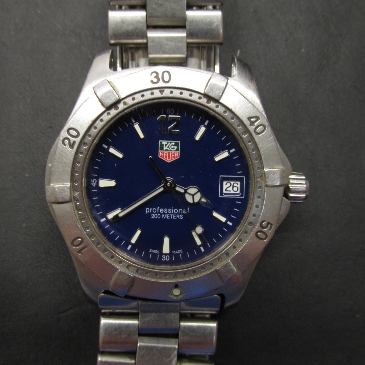 TAG Heuer Mens Professional 200 Meters Quartz Date Watch Blue WK1113-1 w/links