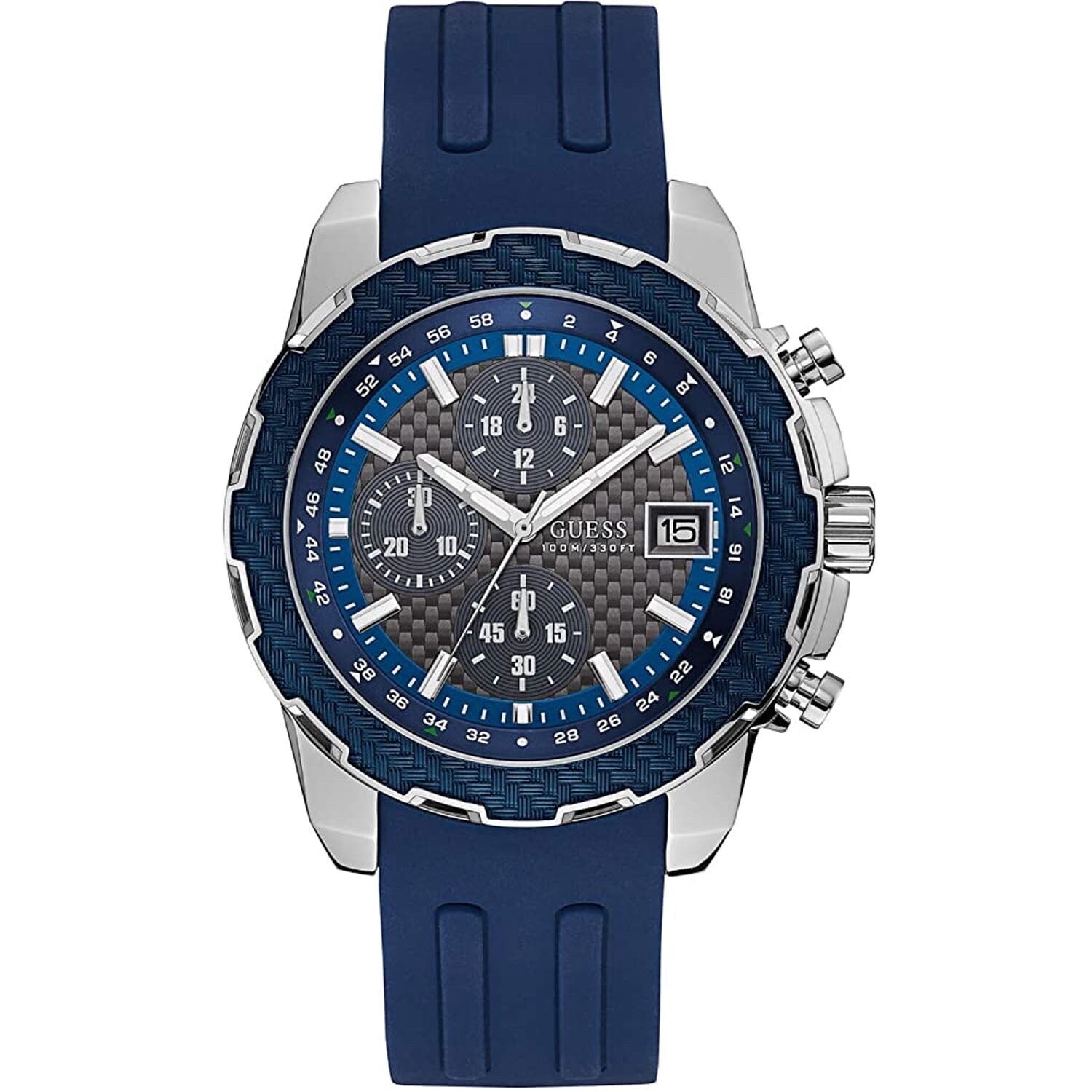 Guess W1047G2 Men’s Blue Tone Blue Silicone Band Chronograph Watch