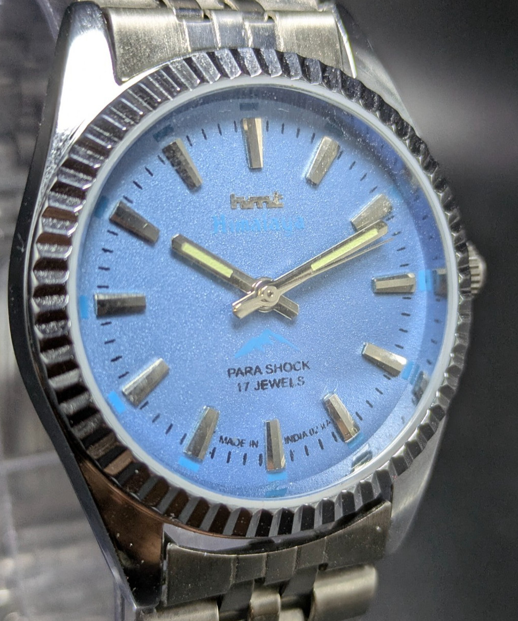 vintage HMT HIMALAYA manual winding 17 jewels blue dial men’s watch