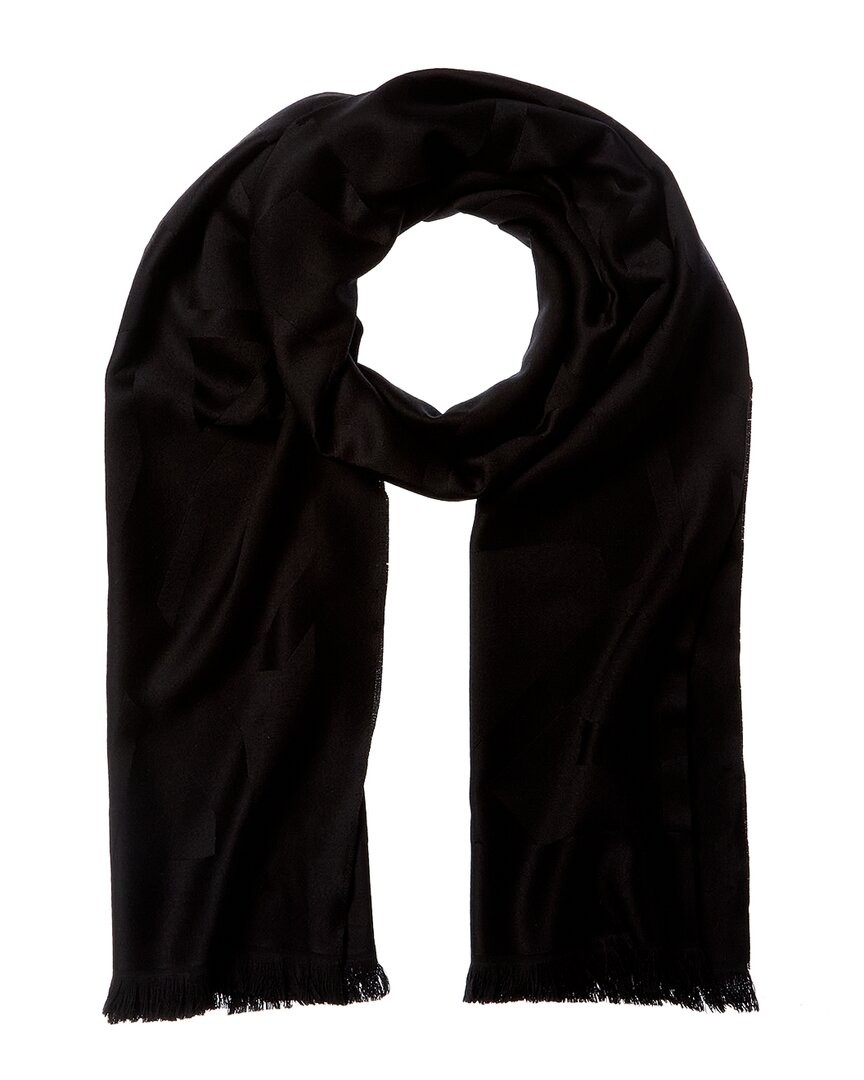 Saint Laurent Cassandre Jacquard Wool Scarf Women’s Black Os
