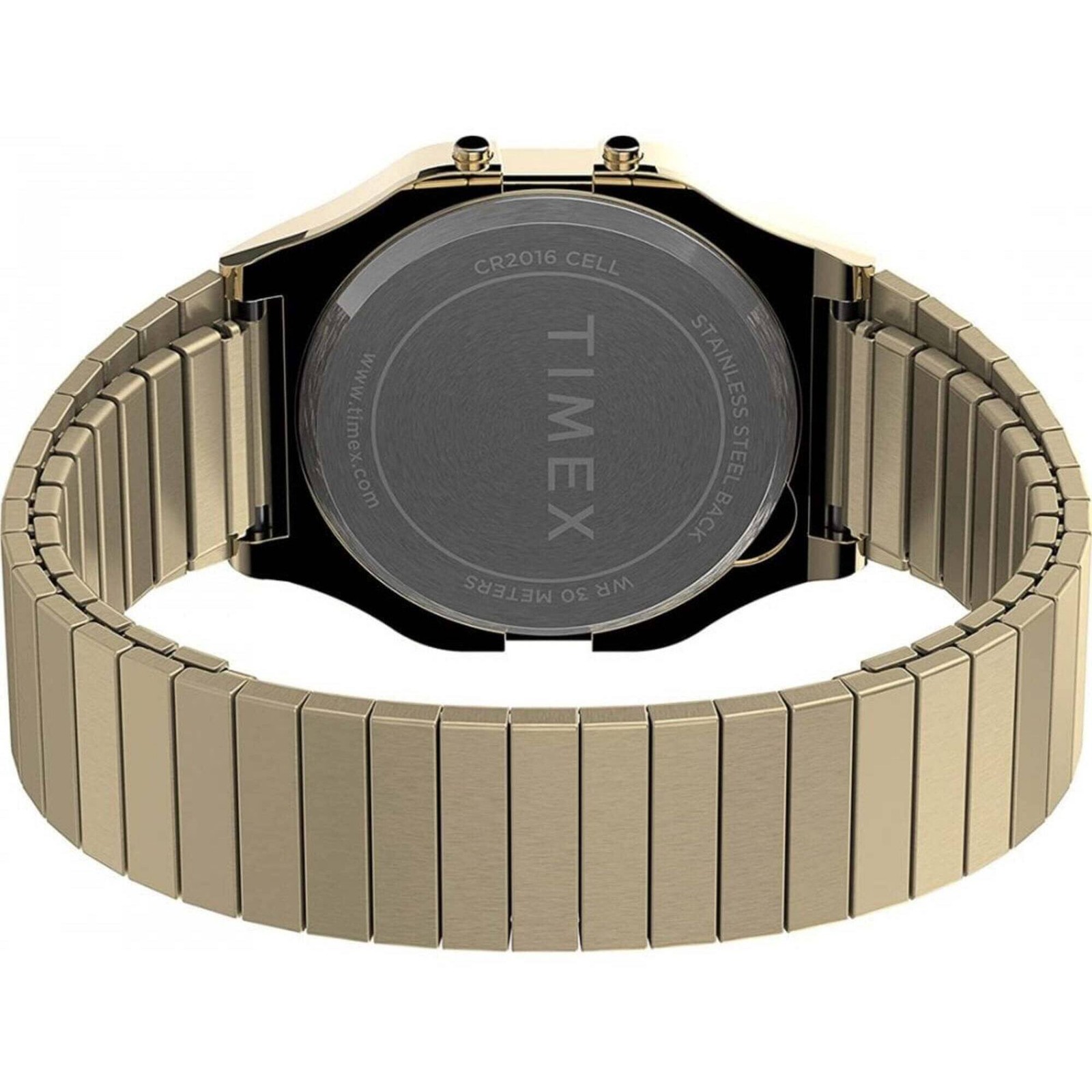 Timex Unisex Watch T80 Alarm Digital Dial Yellow Gold Steel Bracelet TW2V19200YB