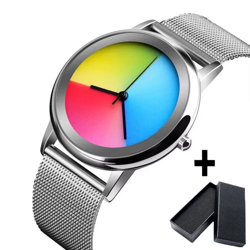 New Unique Women Watch Fashion Casual Colorful Changing Dial Quartz Wriswatch Si