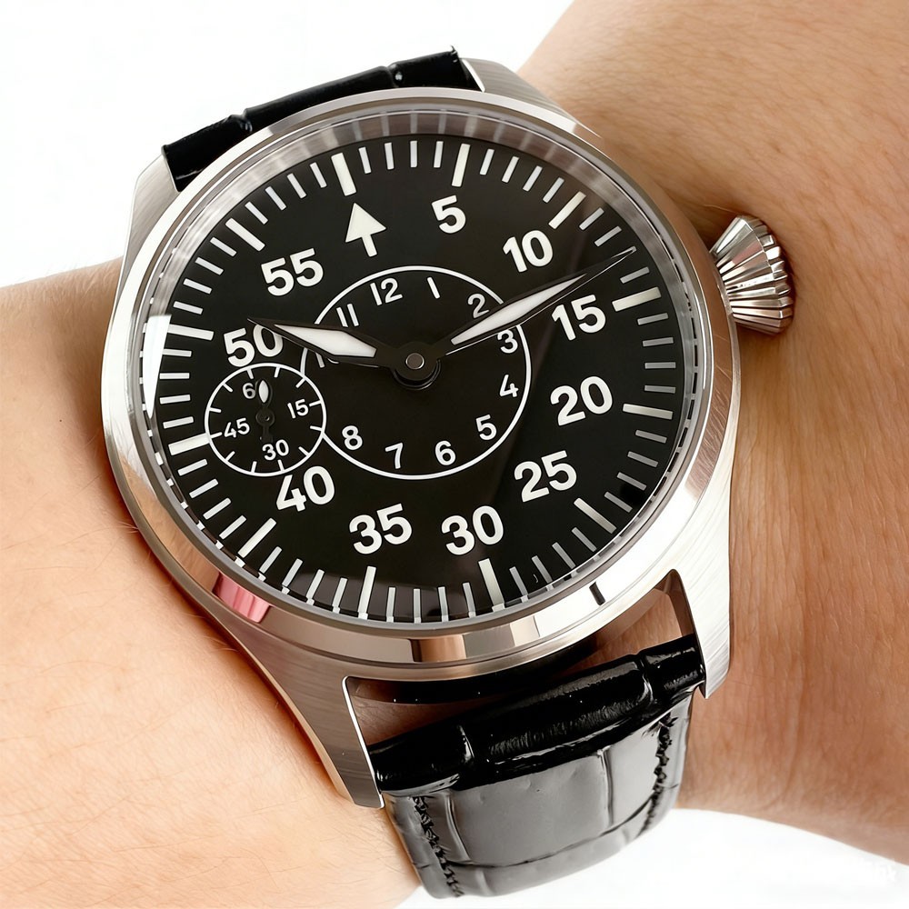 42mm Watch 6497 Hand-Wind ST3600 Mechanical Watch Men Sapphire Push-pull Crown