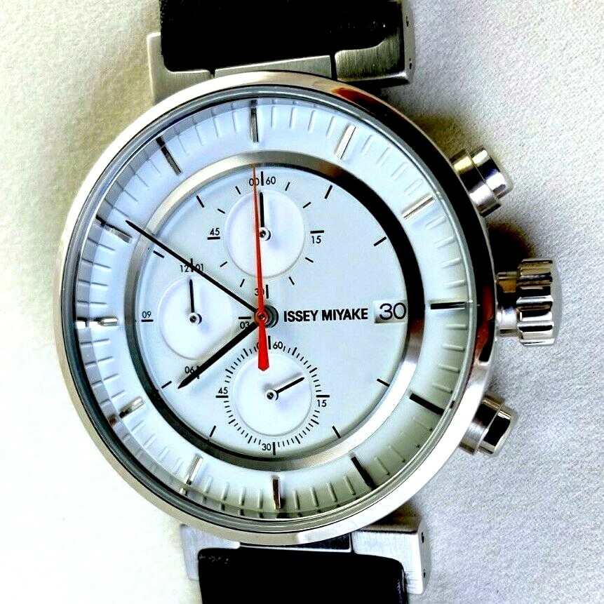 NOS Miyake Chronograph SILAY004 Seiko Bauhaus Mecaquartz VK67 Swivel Lugs Orange