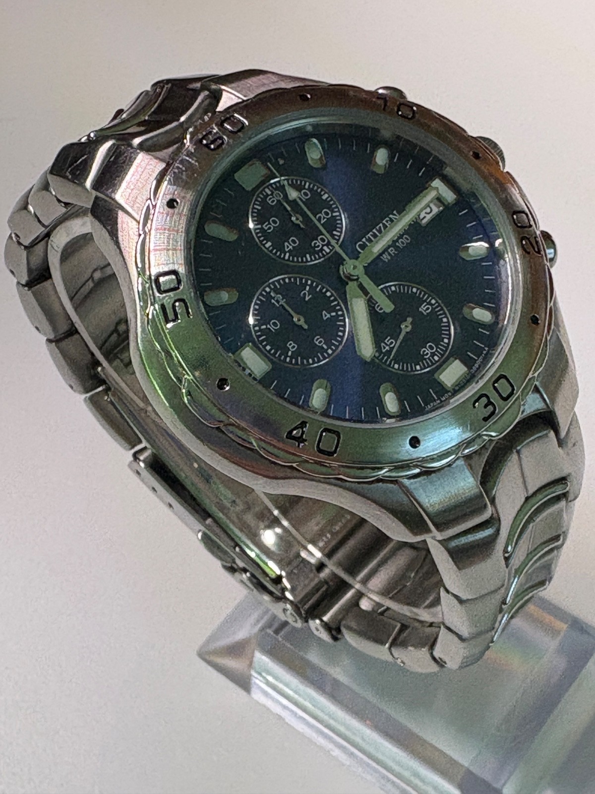 CITIZEN CHRONOGRAPH 0510-S92294-VIBRANT BLUE DIAL-MEN’S STAINLESS STEEL WATCH