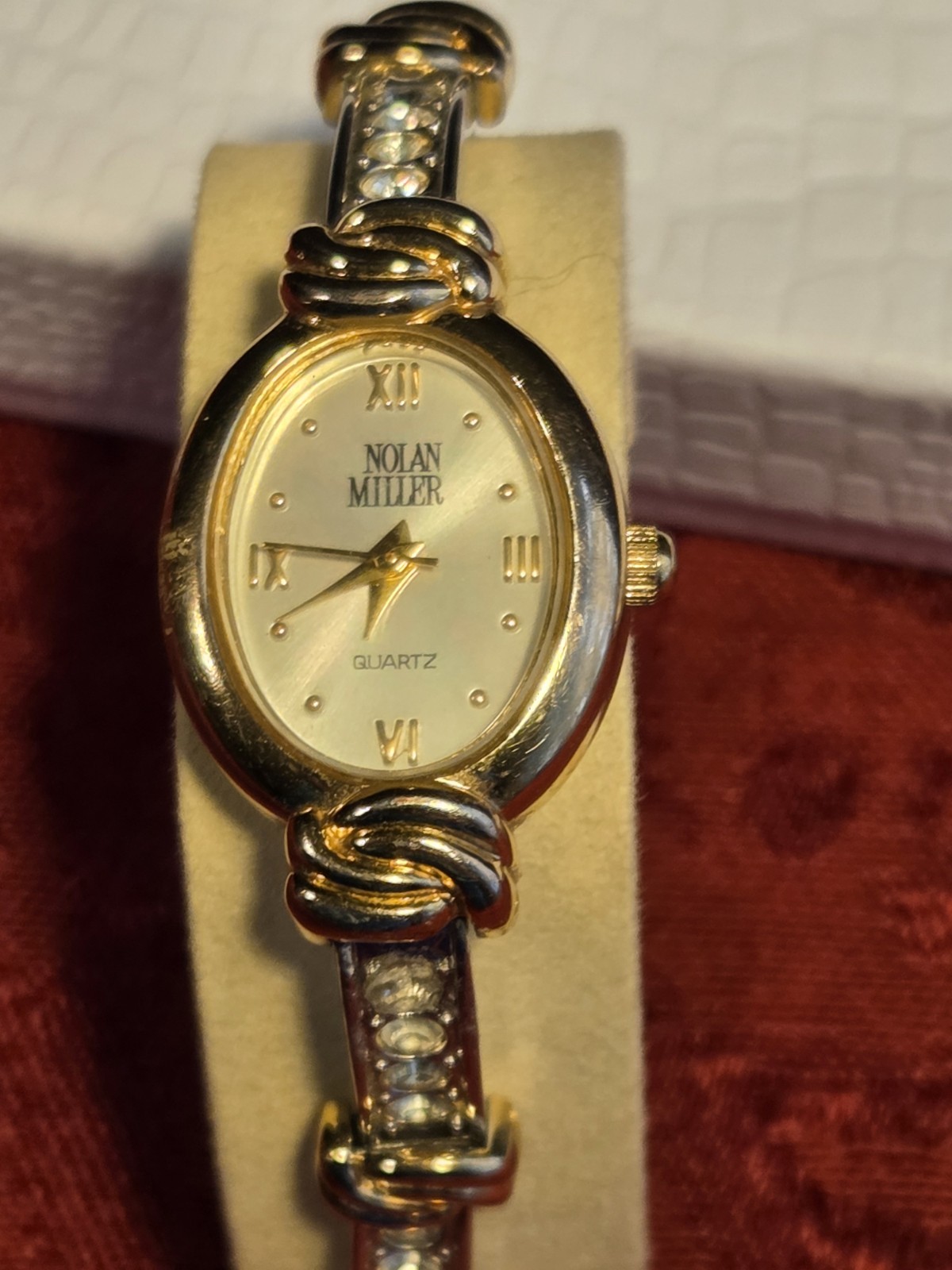 WORKING Nolan Miller Vintage Two-Tone Crystal Watch – New Battery – 1980s Glam