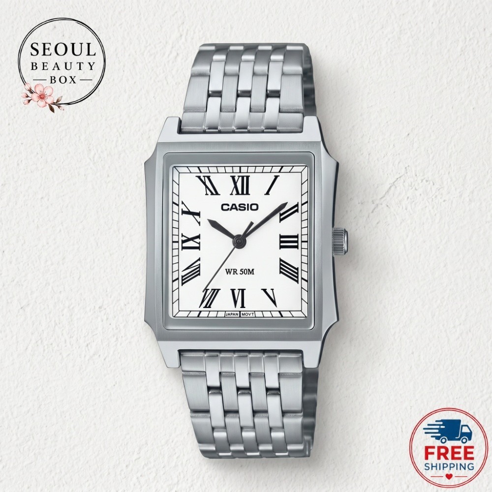 CASIO MTP-B190D-7B Men’s Tank Square White Dial Metal Quartz Watch