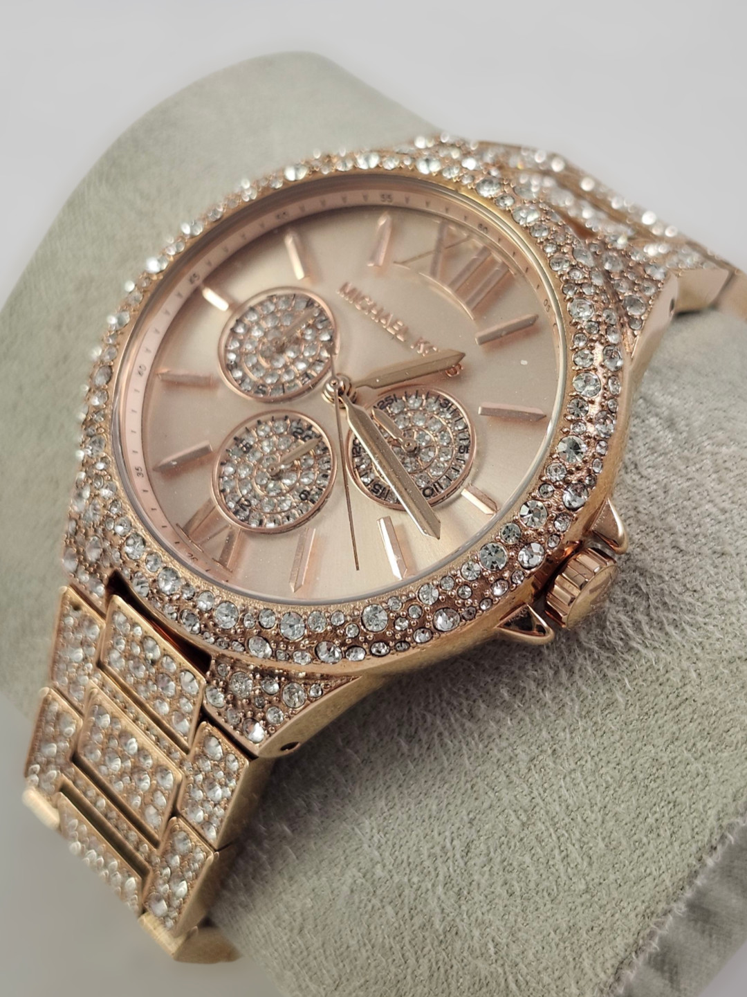 Michael Kors Camille Oversized Pave Rose Gold Glitz Watch MK6961 Box NWOT