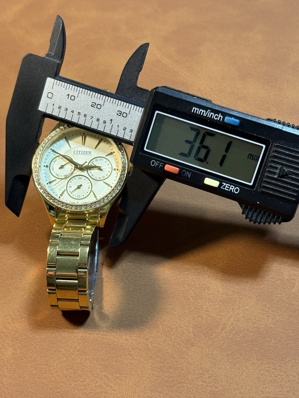 Citizen Ladies Dress Watch Multifunction Dial Gold Tone 36mm Women,5.5”