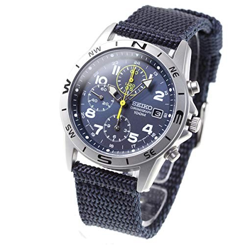 SEIKO Chronograph men’s watch Quartz SND379R Blue Military New From Japan F/S