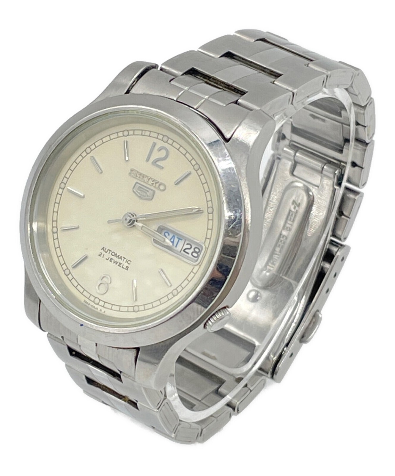 Seiko Authentic Automatic Wristwatch 7S26 02J0 Stainless Steel Cream Dial Men