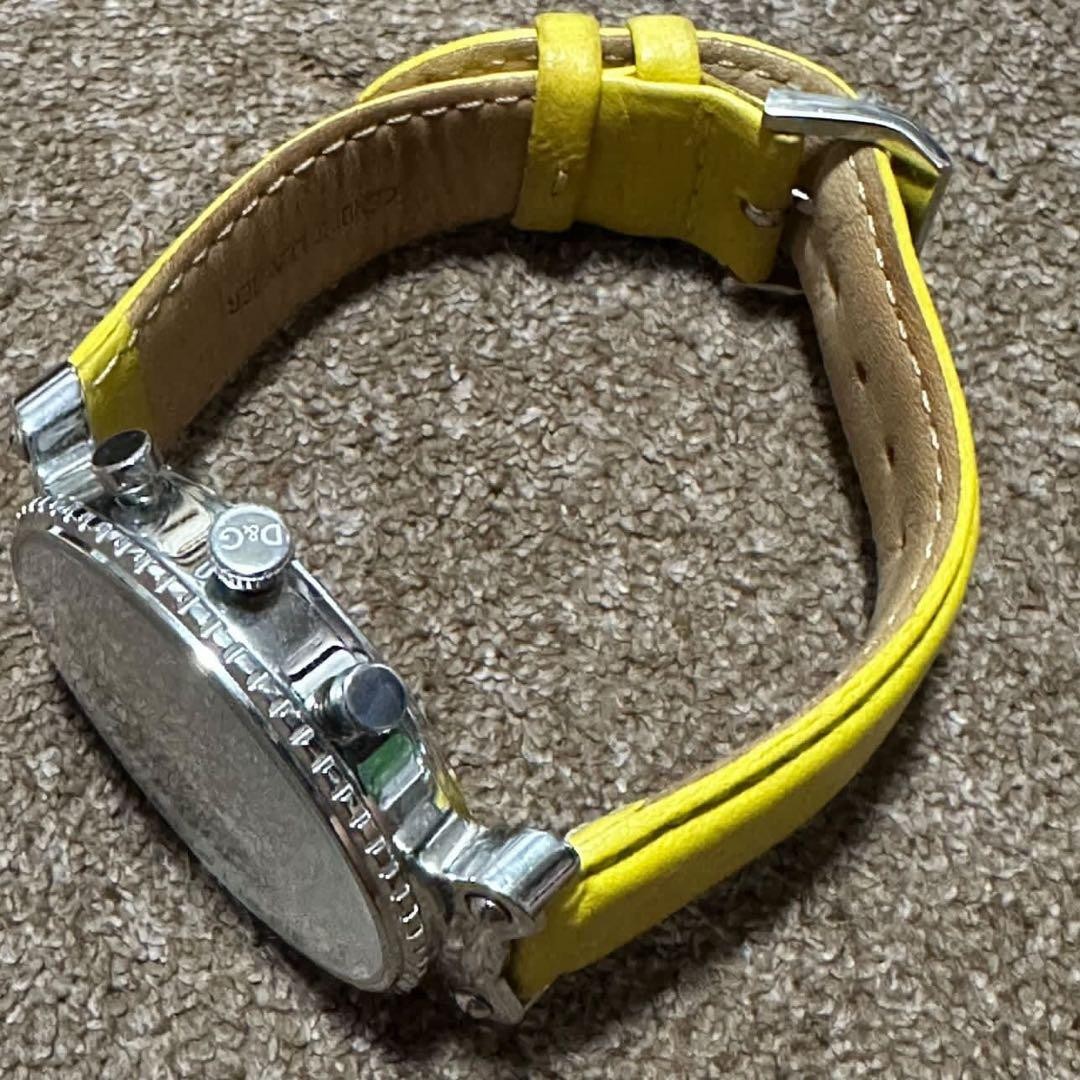 DOLCE GABBANA Wristwatch D G Time Chronograph Silver Yellow Authentic From Japan