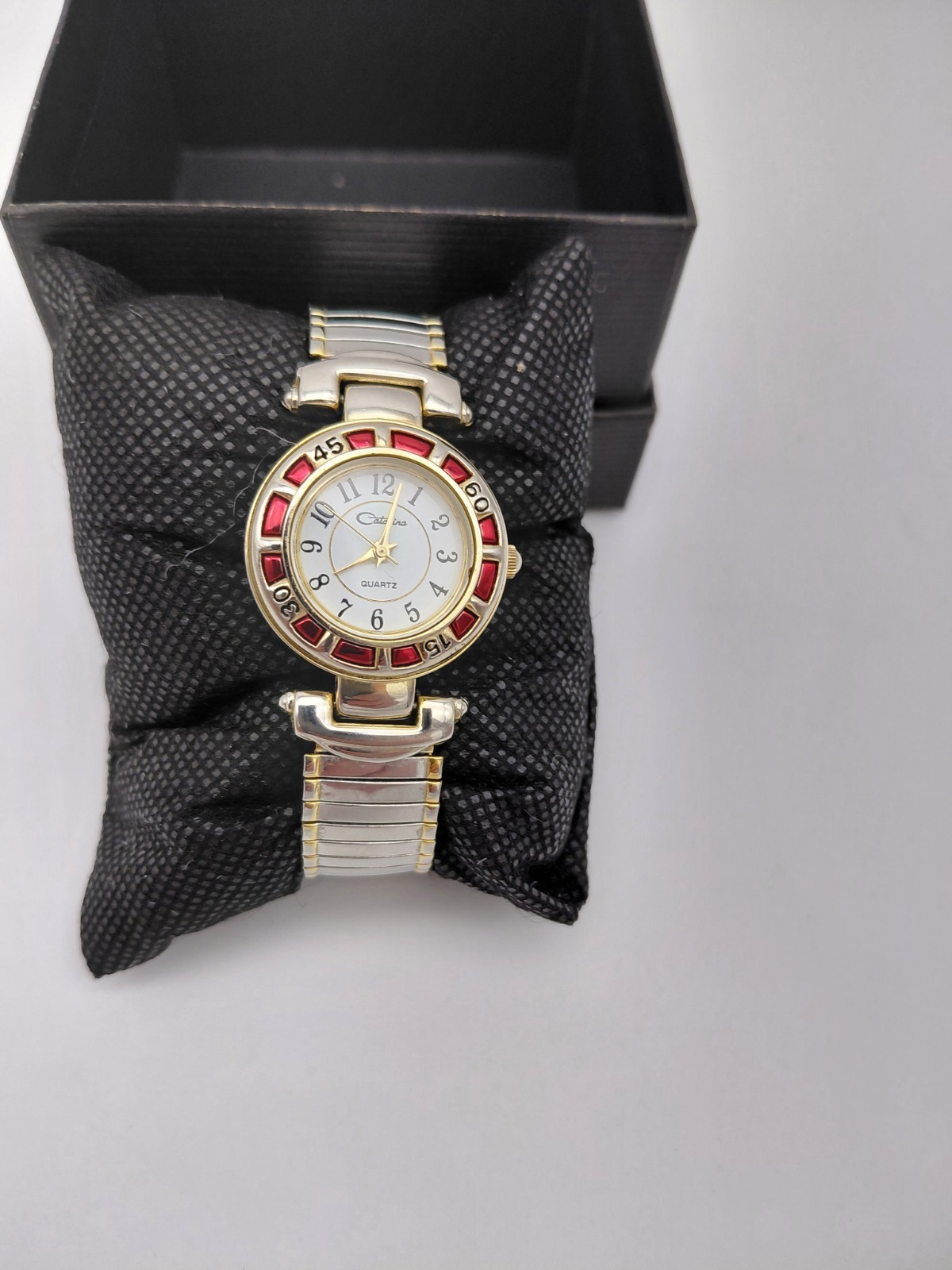 Catalina Women’s Watch Gold Silver & Red Stainless Steel Stretch Band Quartz