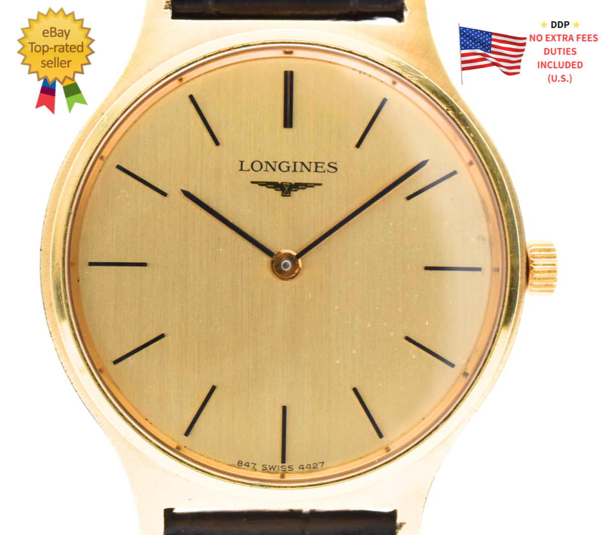 ▶️ Vintage [ Exc+5 ] Longines 4427 Cal.847 Gold Hand-winding Unisex watch JAPAN