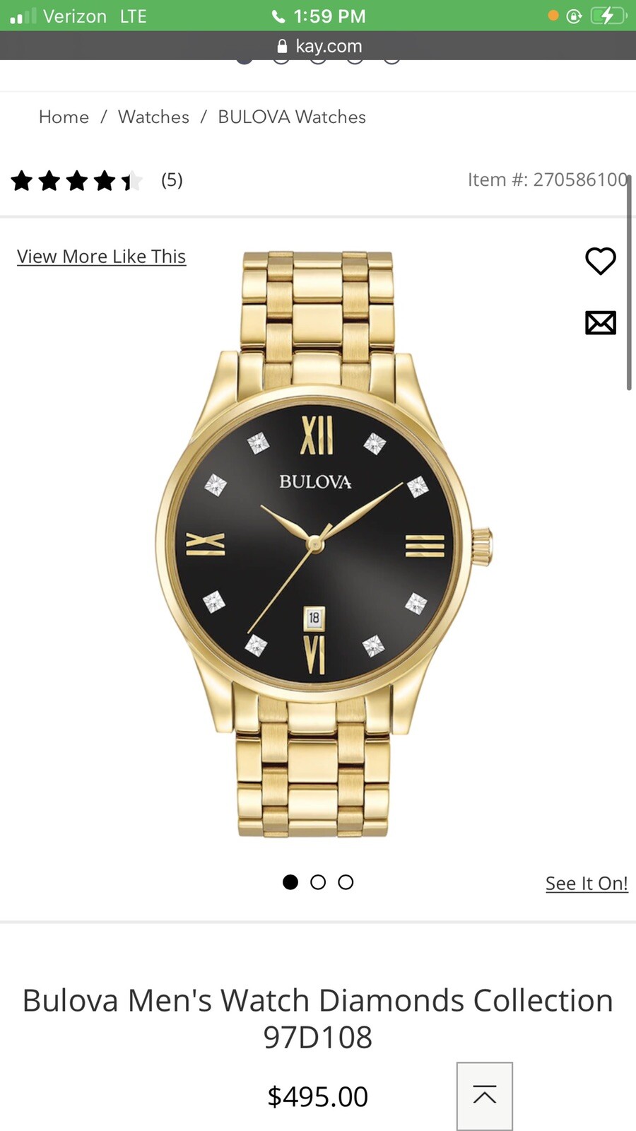 Bulova Men’s Diamond Stainless Steel Watch 97D108