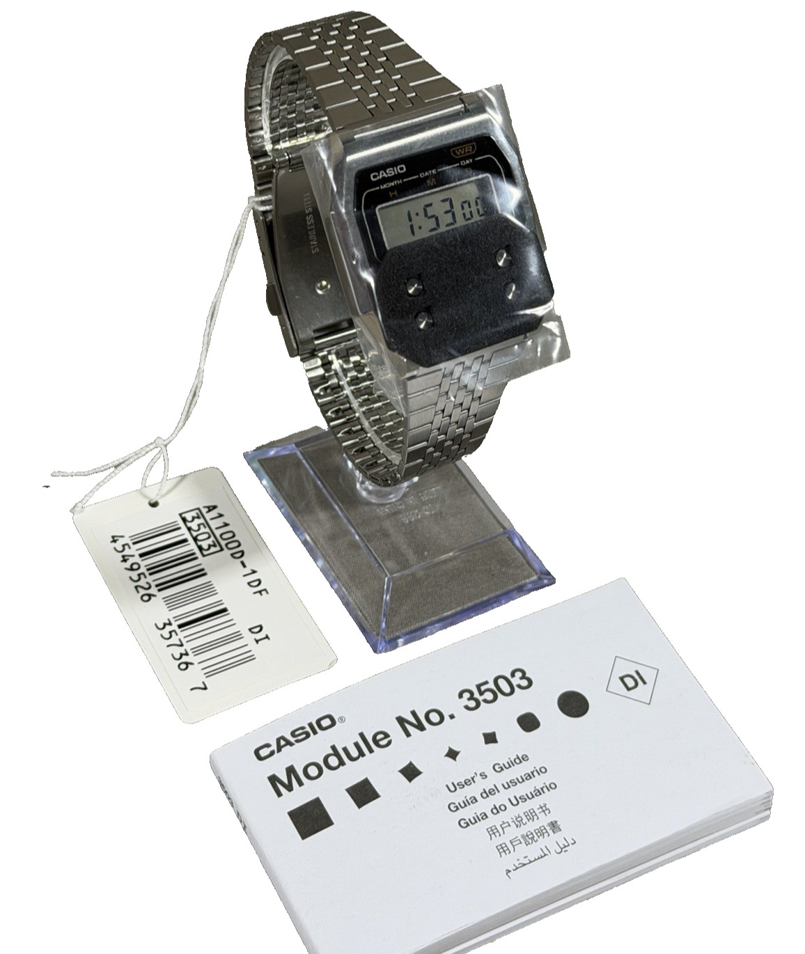 Casio Vintage Style Quartz A1100D-1 Stainless Steel Case & Band Unisex Watch
