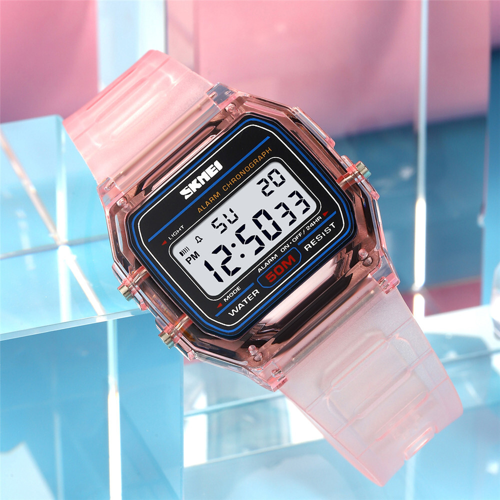 SKMEI Men’s Digital Sport Watch Silicone Rectangle Dial Waterproof Wristwatch