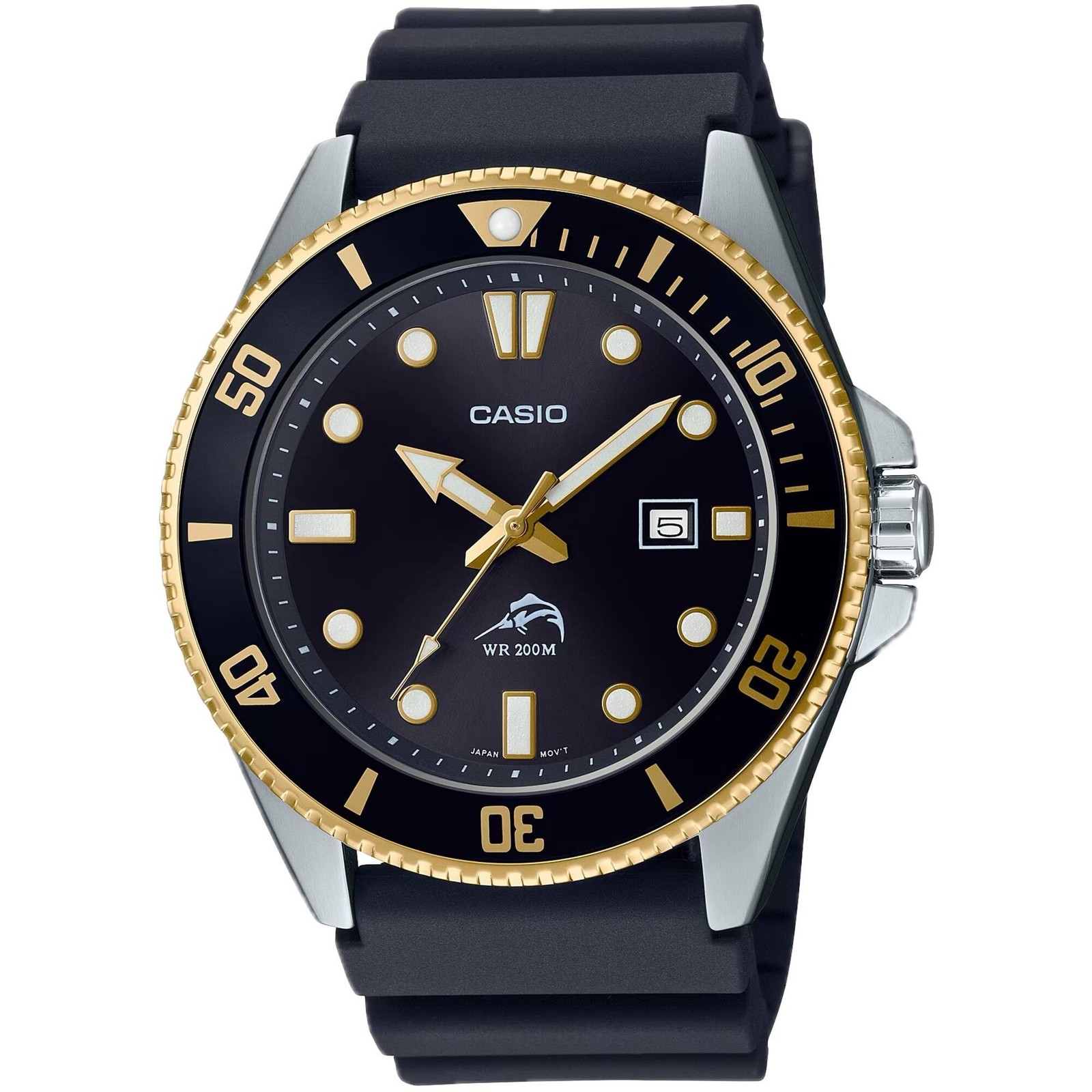 Casio Men’s Watch Rotating Bezel Black Dial Rubber Strap Quartz MDV-106G-1AV