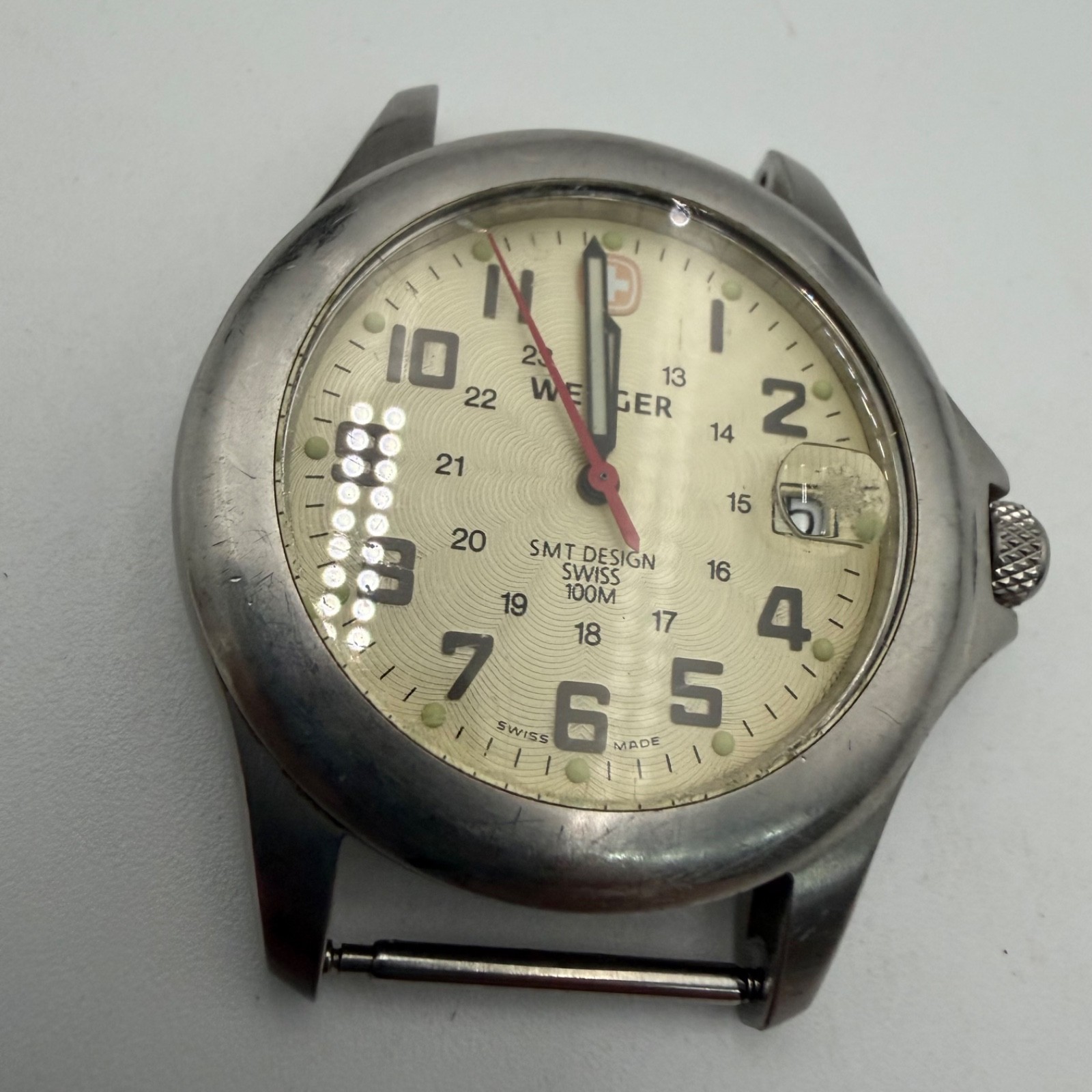 Vtg Wenger Swiss Army Style Field Watch 100M Quartz 095.0467 SwissMade For Parts