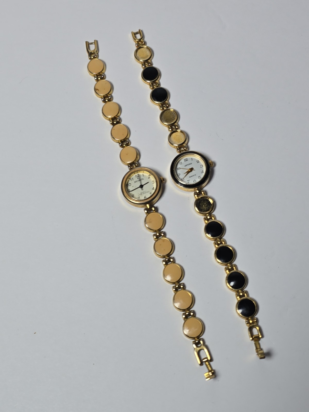Morita & Japona Womens Dual Tone Stone Inlay Bracelet Watch Lot Of 2 New Battery