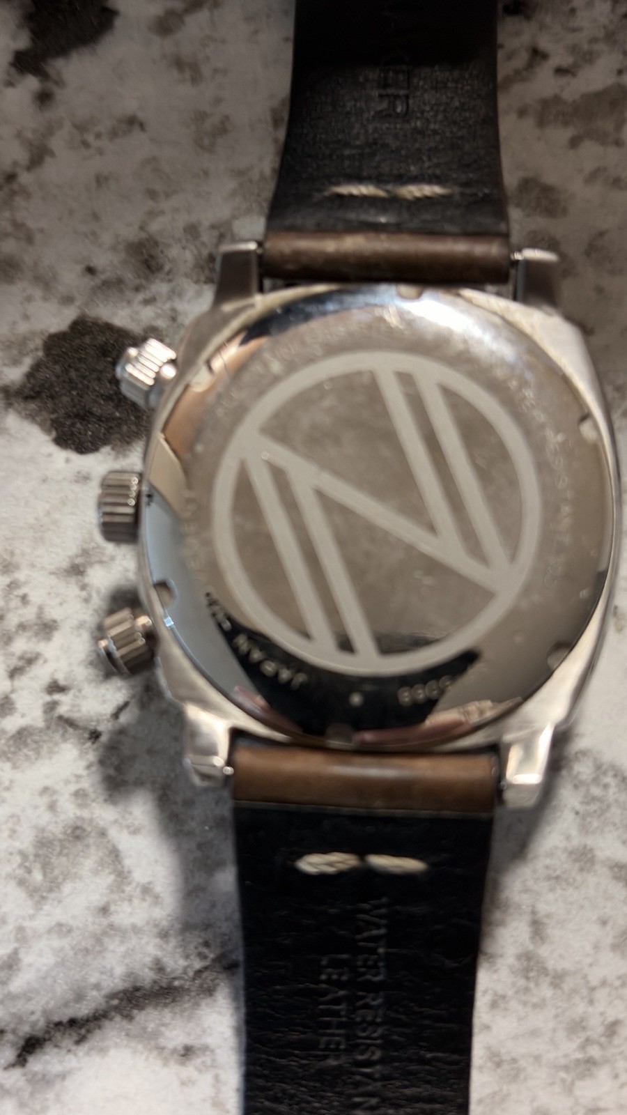 Spinnaker Hull Quartz Chronograph Tachymeter Black Dial Brown Leather