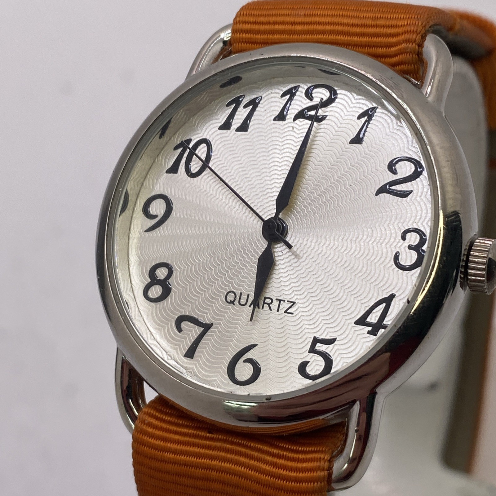 Womens Silver Watch Orange Band Works New Battery