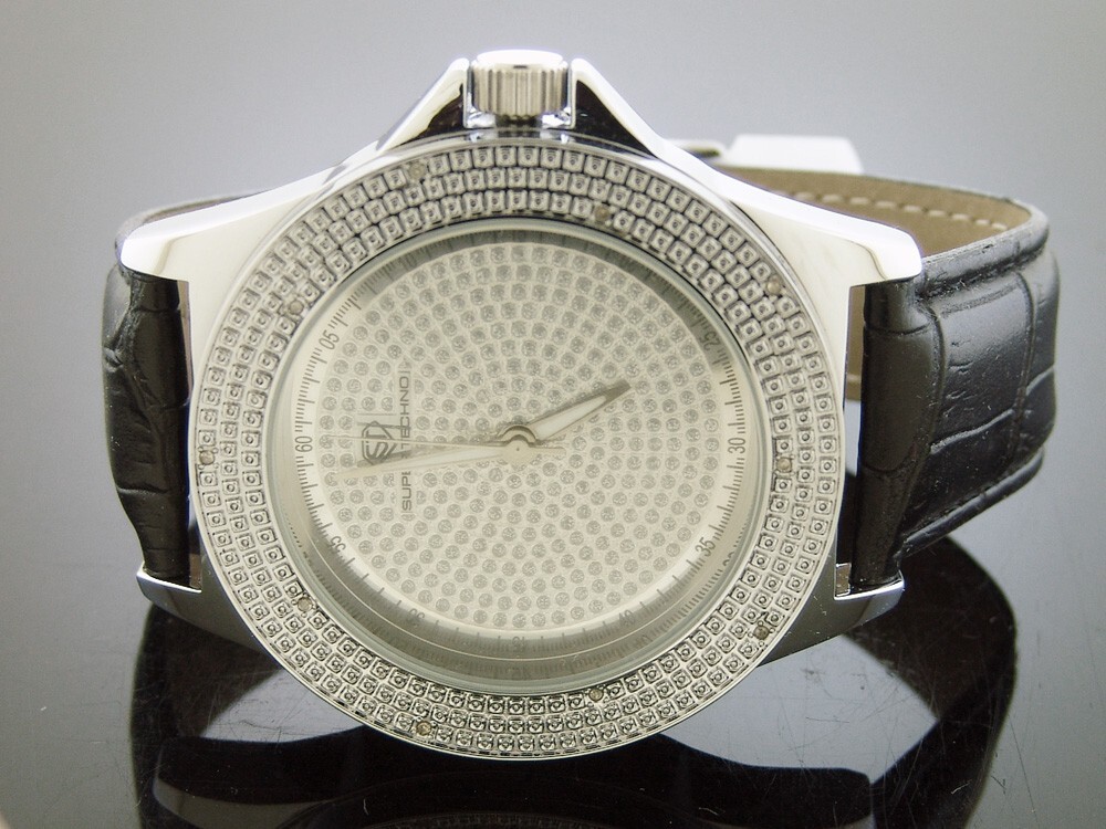 Super Techno 0.10CT diamonds Watch silver Case & face M-6217