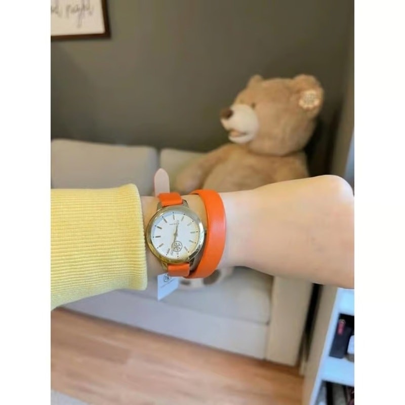 Tory Burch TBW1302 Collins Orange Double Wrap Gold Case Women’s Watch